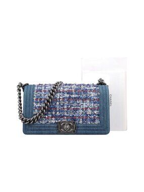 Chanel Blue Multicolor Denim Messenger Bag